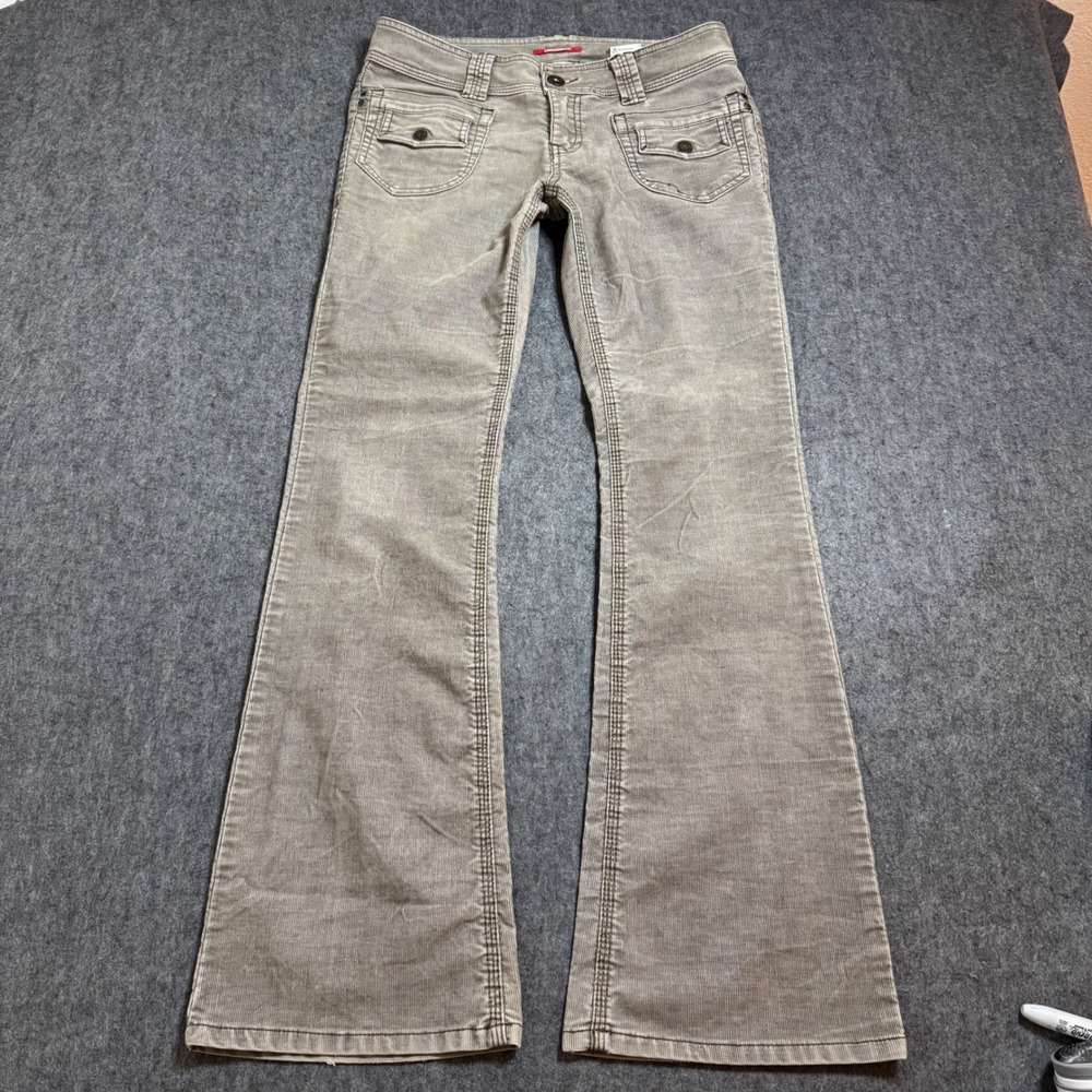 VTG Y2K Unionbay Women Green Corduroy Flare Leg Stretch Pants Size 11